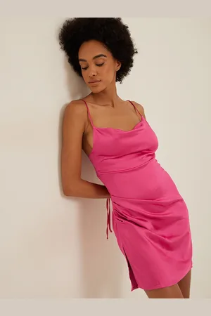 NA-KD Cowl Neck Satin Sheath Dress
