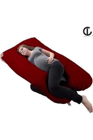 CURIOUS LIFESTYLE Maroon Cotton Maternity Pillow With Zip Cover