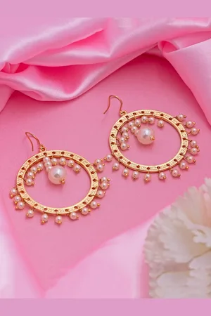 ESTELE Gold-Plated Beaded Circular Drop Earrings