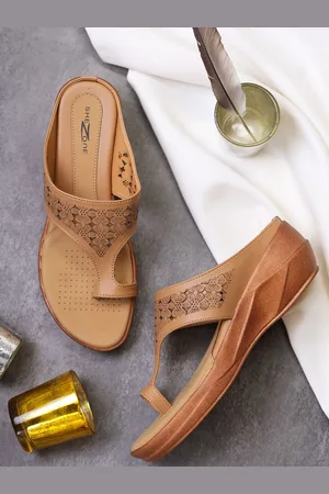 SHEZONE Open Toe Comfort Heels With Laser Cuts