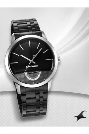 Fastrack Men Black Dial & Black Stainless Steel Bracelet Style Straps Analogue Watch
