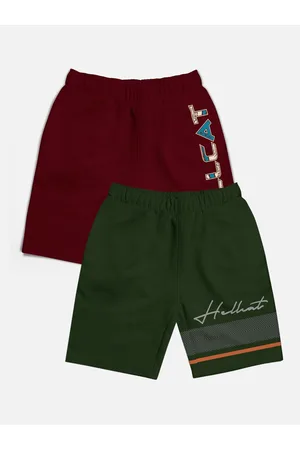 HELLCAT Boys Pack Of 2 Typographic Printed Cotton Sports Shorts