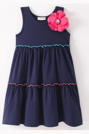 CrayonFlakes Girls Sleeveless Cotton A-Line Dress
