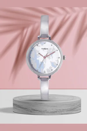 Timex Women White & Grey Floral Print Analogue Watch TWEL128SMU01