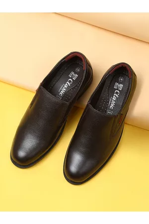 Red Chief Men Brown Genuine Leather Formal Slip-Ons