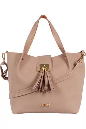 ENOKI Women Pink Structured Shoulder Bag with Tasselled