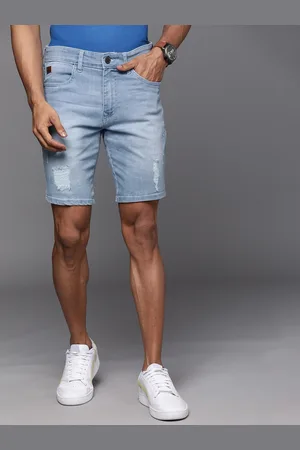 WROGN Men Blue Washed Slim Fit Mid-Rise Denim Shorts