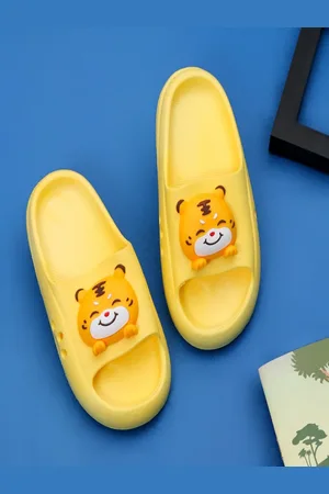 Yellow bee Boys Tiger Embellished Sliders