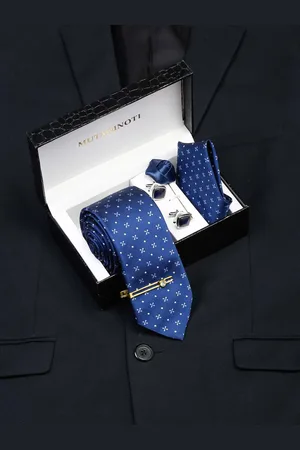 MUTAQINOTI Men Silk Necktie Accessory Gift Set