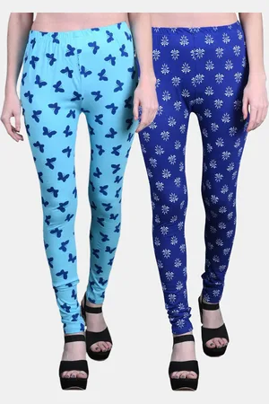 FRENCH KLEIDER Girls Pack Of 2 Printed Churidar-Length Cotton Leggings