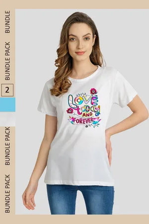 Chozi Women Pack of 2 Printed Running Cotton T-shirt