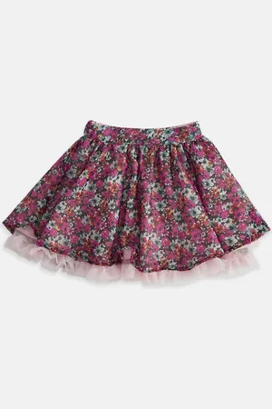 Pantaloons Girls Peach Coloured Printed A-Line Mini Skirts