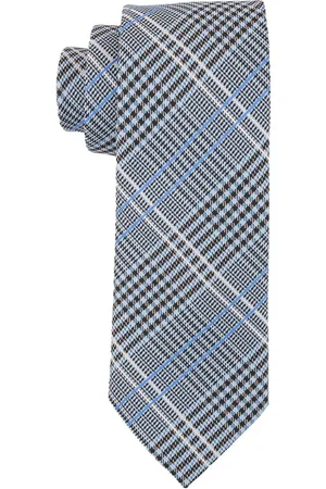 The Tie Hub Men Blue Checked Broad Tie and Cufflinks
