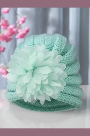 Babymoon Kids Self Design Flower Cotton Beanie Cap