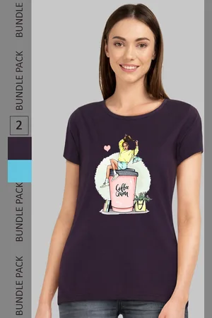 Chozi Pack Of 2 Round Neck Graphic Printed Running Cotton T-shirt