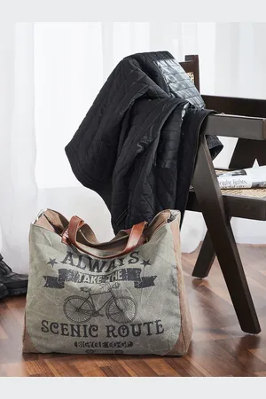 Mona B Grey Printed Upcycled Canvas Weekender Bag