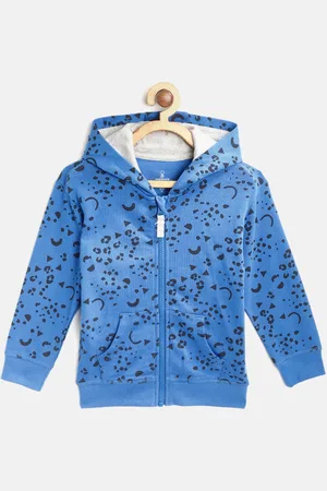 Mothercare Boys Blue & Black Cotton Abstract Printed Hooded Sweatshirt