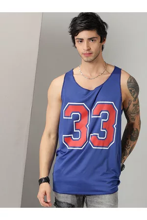 Rodzen Men Blue Printed Applique T-shirt