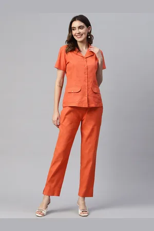 Cottinfab Women Solid Shirt With Trousers