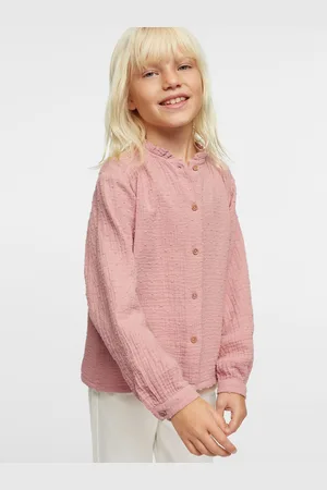 MANGO Girls Dobby Weave Pure Cotton Sustainable Casual Shirt