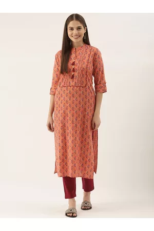 Rajnandini Ethnic Motiffs Printed Mandarin Collar Pure Cotton Kurta