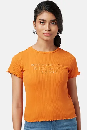 PEOPLE Typography Printed Round Neck T-shirt