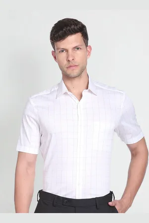 Arrow Short Sleeves Patch Pocket Checked Formal Shirt