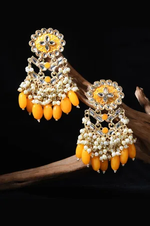 Fida Women Gold Plated Floral Drop Earrings