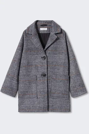 MANGO Girls Checked Overcoat
