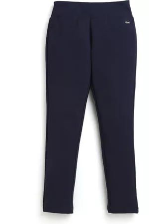 Tiny Girl Girls Navy Blue Solid Cotton Treggings