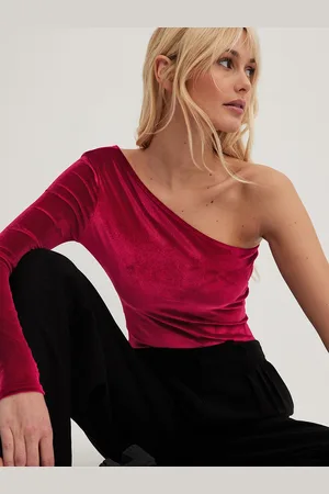 NA-KD Velvet One Shoulder Velvet Top