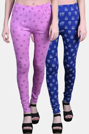 FRENCH KLEIDER Girls Pack Of 2 Printed Churidar-Length Cotton Leggings