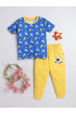 BUMZEE Boys Printed Pure Cotton T-shirt with Joggers