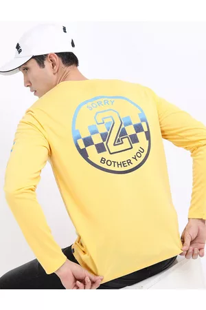Ketch Men Yellow Sports Printed Slim Fit T-shirt
