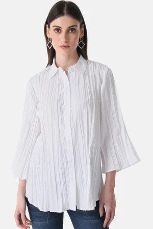 Kazo Women Self Design Flared Sleeves Party Shirt