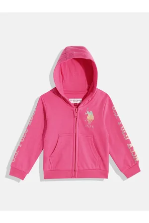 Ralph Lauren Girls Fuchsia Brand Logo Printed Hooded Sweatshirt
