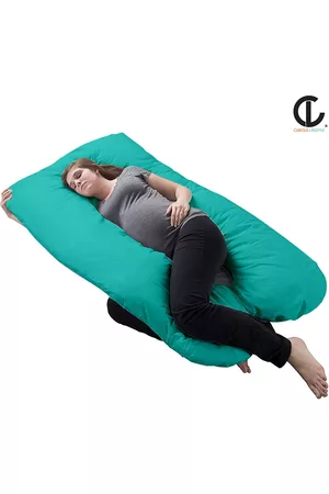 CURIOUS LIFESTYLE Sea Green Cotton Maternity Pillow With Zip Cover