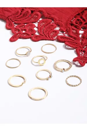 Ami Set Of 9 Gold-Plated Stunning Stackable Finger Rings