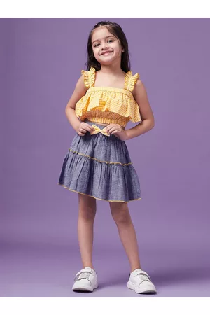 pspeaches Girls Checked Top with Skirt