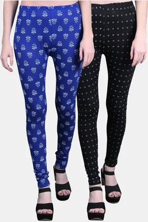 FRENCH KLEIDER Girls Pack Of 2 Printed Churidar-Length Cotton Leggings