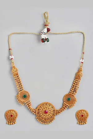 Kord Store Gold Plated Boll Round Shape Choker Necklace Set