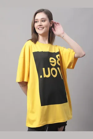 DOOR74 Women Typography Printed Drop-Shoulder Sleeves Cotton T-shirt