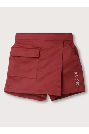 Elle Girls Brand Logo Printed Knee-Length Pure Cotton Warp Skort