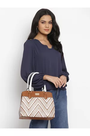 KLEIO Colour Blocked Weave Satchel Handbag