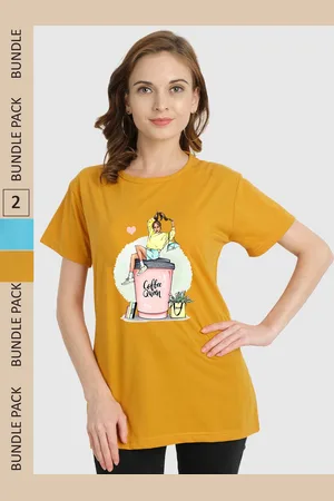 Chozi Pack Of 2 Round Neck Graphic Printed Running Cotton T-shirt