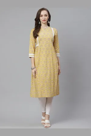Bhama Couture Keyhole Neck Ethnic Motifs Printed Thread Work A-Line Pure Cotton Kurta