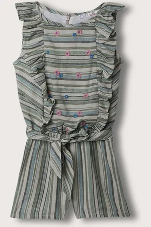 Elle Girls Striped Cotton Basic Jumpsuit