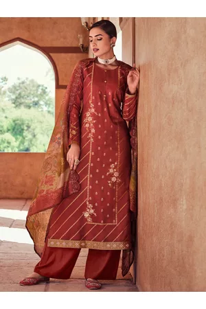 Stylee Lifestyle Ethnic Motifs Embroidered Sequineed Pure Silk Unstitched Dress Material