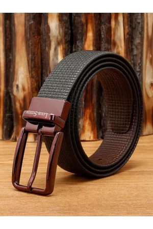 LOUIS STITCH Men Reversible Textured Leather Belt
