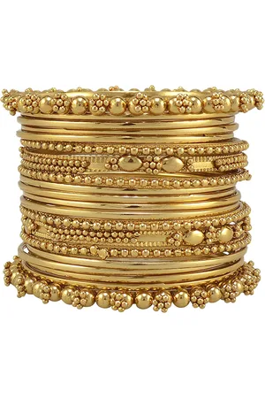The Pari Set Of 20 Gold-Plated Beaded Trendy Bangle Set